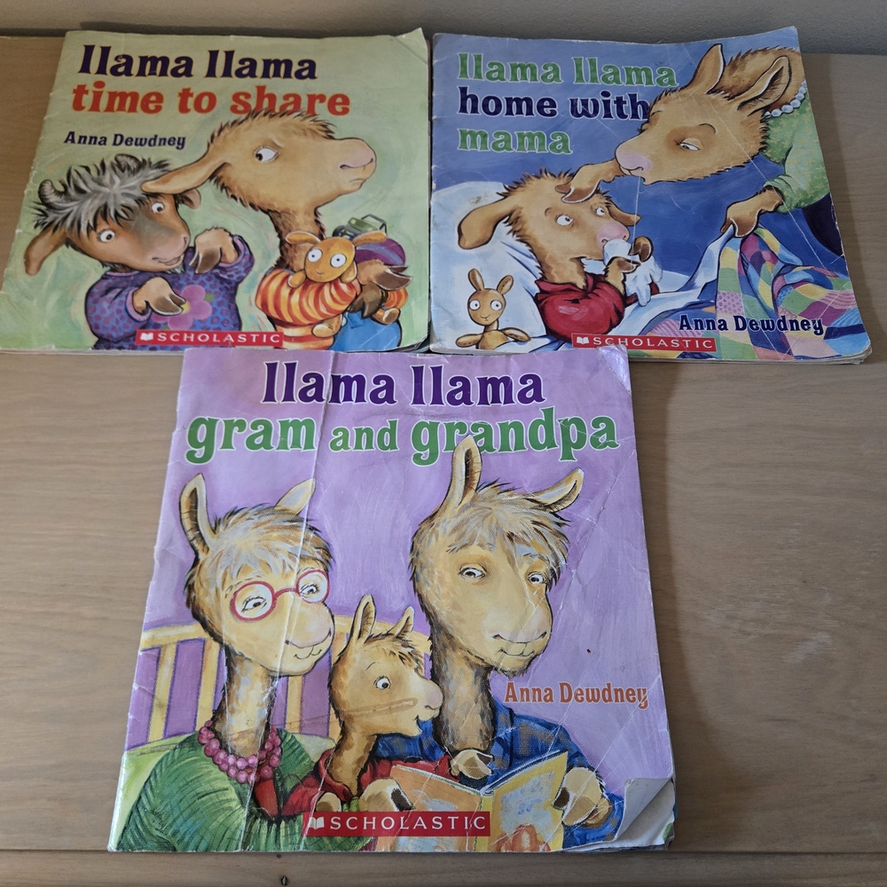 3 Llama Llama Anna Dewdney Picture Books Paperback Lot Share, Home W/ Mama, Gram